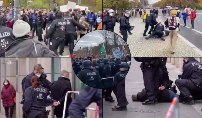 (VIDEO) NEMAČKA POLICIJA BEZ MILOSTI ZA DEMONSTRANTE PROTIV "KOVID MERA"! Izveli krvoločne pse na ulice, puštaju LEDENU VODU iz topova, OPOZICIONE LDIERE BACAJU NA ZEMLJU I HAPSE!