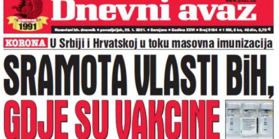 SRAMOTA VLASTI BiH, GDE SU VAKCINE?! Bosanski mediji hvale Srbiju: Dok naše vlasti spavaju, KOMŠIJE NAM DRŽE LEKCIJU! /Foto/