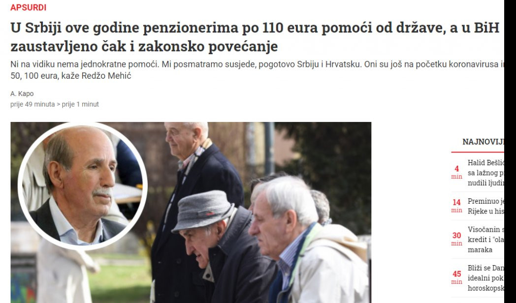 U BiH OGORČENI, SA ZAVIŠĆU GLEDAJU U SRBIJI: Dok Vučić daje penzionerima 110 evra, kod nas zaustavljaju čak i zakonsko povećanje!