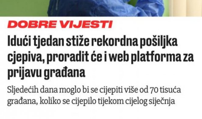 SRBIJO, BUDI PONOSNA NA SVOJU DRŽAVU! Dok Hrvati slave isporuku od 70.000 vakcina i platformu za prijavu građana, kod nas je već vakcinisano 803.319 ljudi!