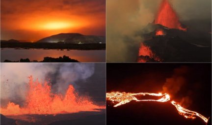 NEBO PAKLENO CRVENO, UŽARENO GROTLO BLJUJE VATRU! Zastrašujući snimci erupcije vulkana na Islandu! /FOTO, VIDEO/