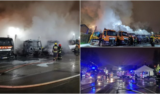 JEZIVE SLIKE POŽARA U POGONU GRADSKE ČISTOĆE! Vatra gutala sve pred sobom, od vozila NIŠTA NIJE OSTALO! Foto