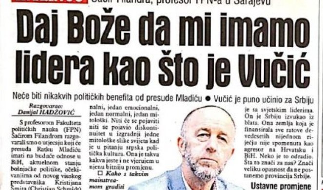 DAJ BOŽE DA MI IMAMO LIDERA KAO ŠTO JE VUČIĆ! Ugledni profesor FPN u Sarajevu o našem predsedniku: IZVUKAO JE SRBIJU IZ BLATA!