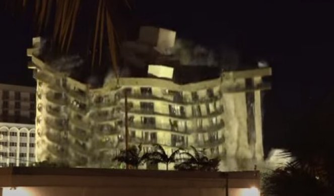 POGLEDAJTE MOMENAT RUŠENJA ostataka  zgrade u Majamiju! Objekat sravnjen do temelja zbog nadolazeće tropske oluje ELSA! /VIDEO/