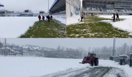 SVI ČISTE SNEG! Na ovom terenu će igrati Partizan u sredu! /VIDEO/FOTO/