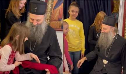 Dečica vezala patrijarha Porfirija, on im udelio poklone! DANAS SU SVETI OCI! Video
