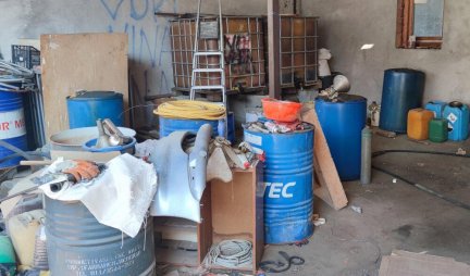 ŠVERCER GORIVA UHVAĆEN NA DELU! Surčinac u garaži skrivao više od tone lož ulja i 400 litara evro dizela (FOTO)