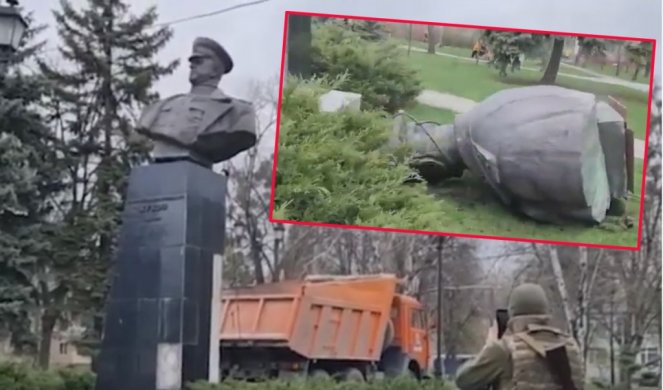 (VIDEO) AZOV SRUŠIO SPOMENIK ŽUKOVU, RUSI MOMENTALNO REAGOVALI! Čuvenog maršala Ukrajinci bacili na deponiju, OVO ĆE ŽESTOKO PLATITI!