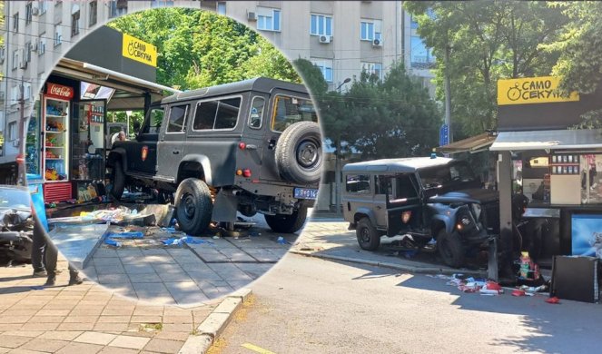 VOZILO ŽANDARMERIJE ULETELO U KIOSK! Nezgoda u centru Beograda