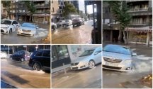 (VIDEO) HAVARIJA NA PALILULI! Pukla cev, voda šiklja niz ulicu, totalni kolaps!
