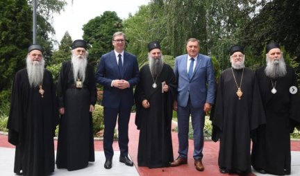 (FOTO) VAŽAN RAZGOVOR PREDSEDNIKA SRBIJE! Vučić se sastao sa patrijarhom Porfirijem i Miloradom Dodikom!