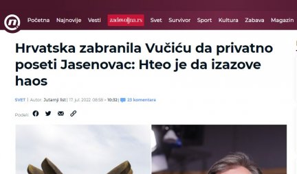 Tajkunski mediji na strani ustaša! Napali Vučića jer je hteo da oda poštu JASENOVAČKIM ŽRTVAMA