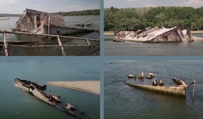 DA SE NAJEŽIŠ! IZRONILE OLUPINE NEMAČKIH BRODOVA IZ DRUGOG SVETSKOG RATA! Neverovatan prizor na Dunavu kod Prahova (VIDEO/FOTO)