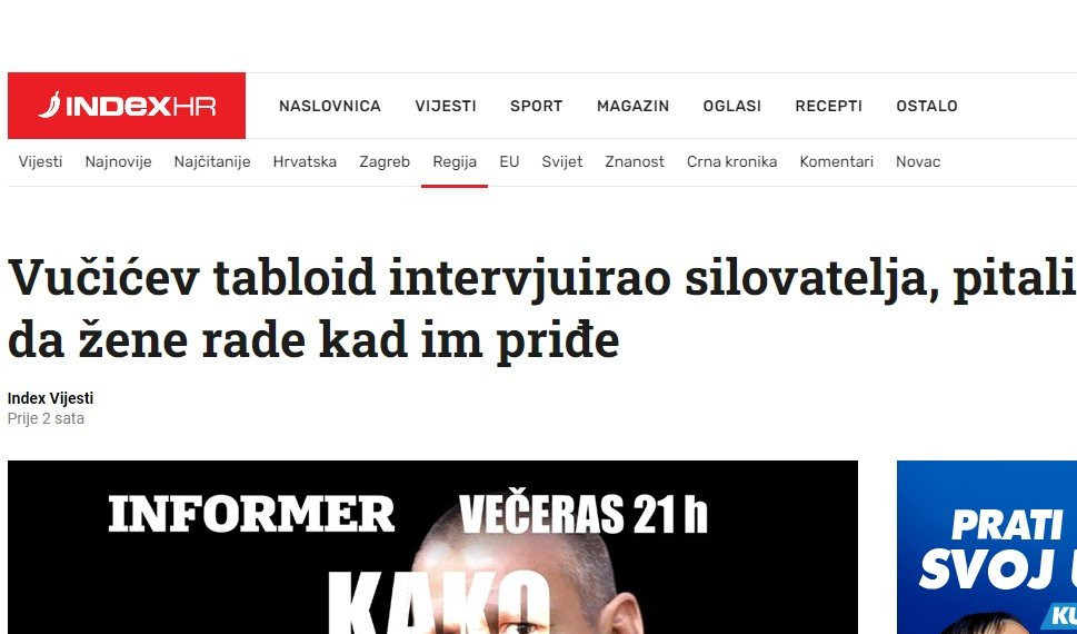 I HRVATI SE UKLJUČILI U PRLJAVU KAMPANJU! Lažu da je Informer "Vučićev tabloid" i da je pitao silovatelja šta da žene rade kada mu priđu!