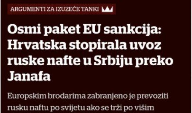 SКANDAL! Izuzeće od sankcija EU na uvoz ruske nafte dobili i Mađari i Bugari, samo Srbi nisu! I to na zahtev Hrvata!?!