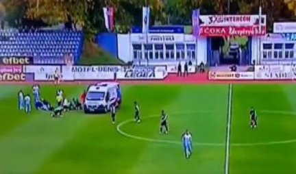 DRAMA U SUPERLIGI! Hitna pomoć uletela na teren posle sudara igrača Spartaka i Kolubare (VIDEO)