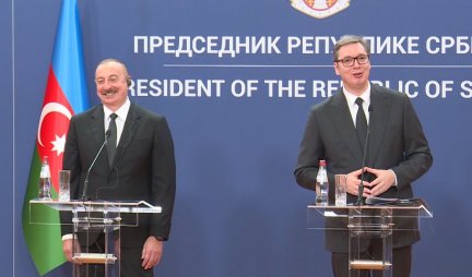 MALO SAM LJUBOMORAN NA ALIJEVA JER ON IMA GAS PA GA SVI U EVROPI VOLE I MOLE, A MENE ZOVU SAMO ZBOG KOSOVA... Vučić šalom izazvao osmeh predsednika Azerbejdžana!
