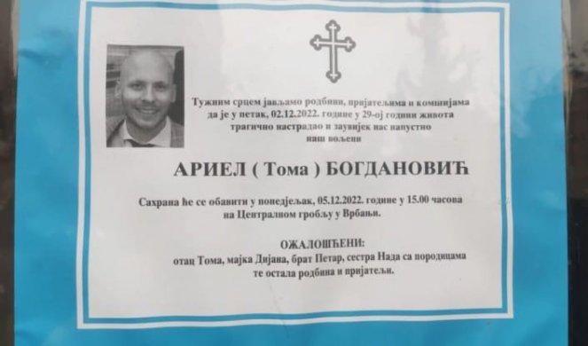 SAHRANJEN ARIEL BOGDANOVIĆ! Ubijeni mladić iz Banjaluke uz stihove "BESMRTNE PESME" ispraćen na večni počinak!