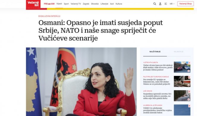 Vjosa Osmani preti Vučiću NATO paktom! Zajedno sa najvećom silom na svetu sprečićemo scenario srpskog predsednika i formiranje ZSO!
