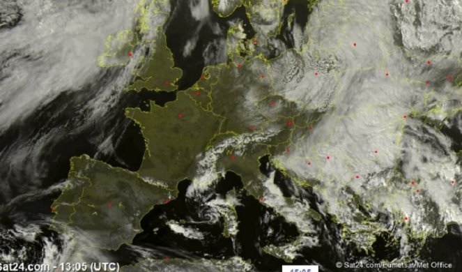 OVO JE SATELITSKI SNIMAK CIKLONA KOJI JE SRBIJI DONEO APRILSKI SNEG! Ovde se nalazi njegov centar, a evo do kada se očekuju PADAVINE! (FOTO)