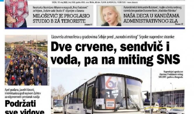 SКANDALOZNO SRAMOTNA NASLOVNA OLOŠA IZ ‘DANASA’! Optužuju SNS za ‘dve crvene’, a oni su prodali državu za jednu zelenu!?!