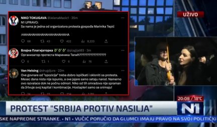 "MARINIKA TEPIĆ JEDAN OD ORGANIZATORA PROTESTA" Najava N1 izazvala dramu na Tviteru, ljudi shvatili da su nasamareni