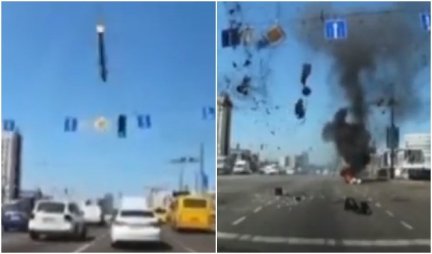 (VIDEO) UKRAJINCE "NAPAO" PATRIOT! OBJAVLJEN STRAVIČAN SNIMAK! Raketa američkog PVO srušila se na sred prometne saobraćajnice!