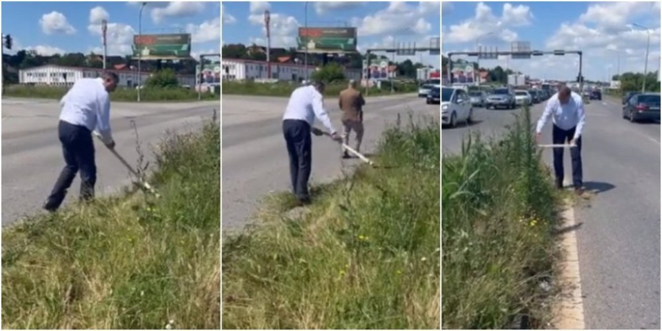 Dodik kosio travu na raskrsnici u Banjaluci: Poslednji put da radim njihov posao!