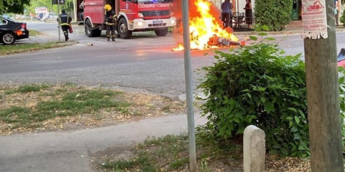 Jeziv prizor u Somboru! Motor se pretvorio u buktinju! (FOTO, VIDEO)