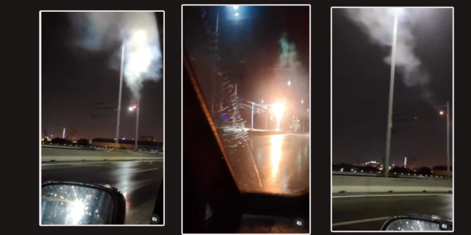Haos na mostu na Adi: Zapalila se bandera od udara groma (VIDEO)