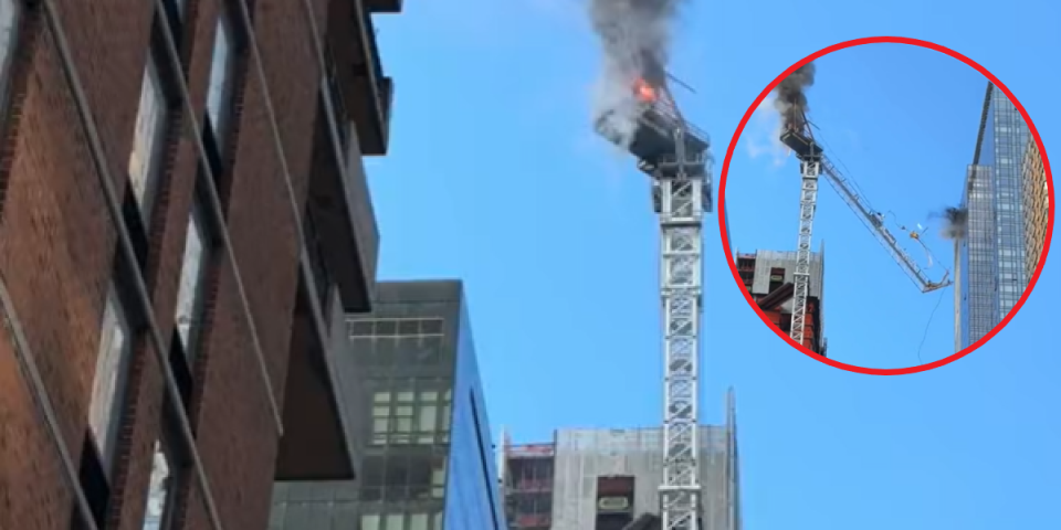 (VIDEO) Drama u Njujorku! Kran se zapalio i obrušio na soliter, pa pao nasred ulice!