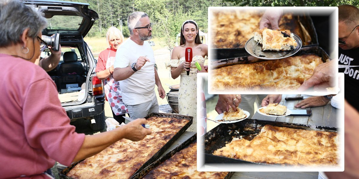 Gibanica za Ginisa u Rosićima! Veća od metar, a evo kako je ocenio Dragan J. Vučićević! (FOTO)