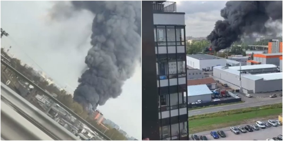 (VIDEO) Veliki požar u Sankt Peterburgu: Gori hangar od 800 kvadrata, 60 vatrogasaca gasi vatru!