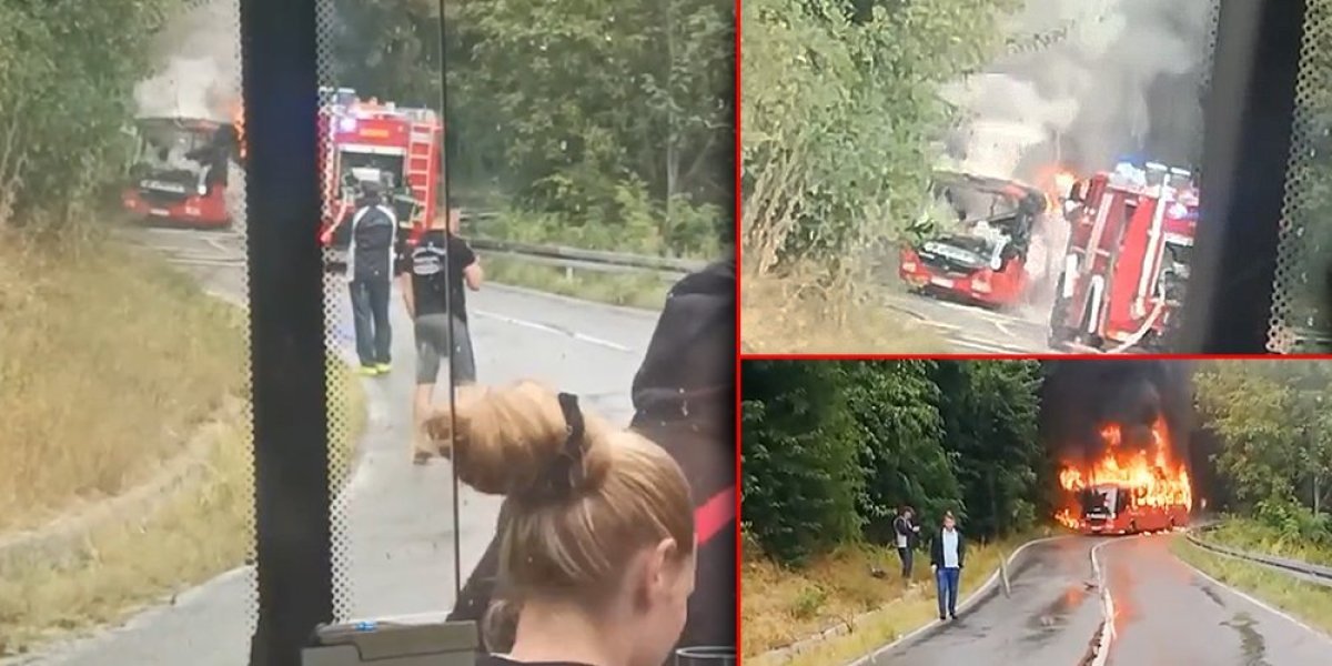 Gori autobus kod Avale! Buktinja progutala vozilo, vatrogasci se bore da je ugase! (VIDEO)