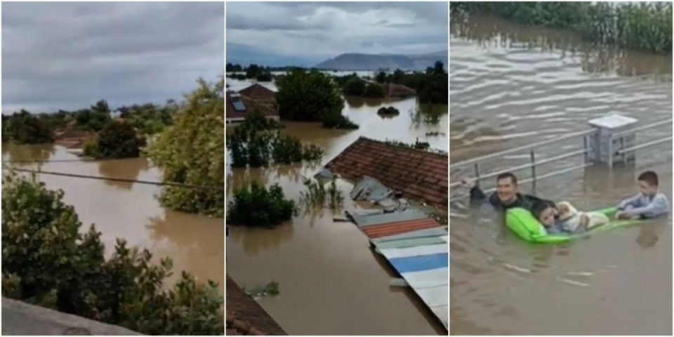 (VIDEO) Grci pobegli na krovove da spasu živu glavu! Ovo je dramatični snimak iz poplavljenog sela dok čekaju pomoć vojske!