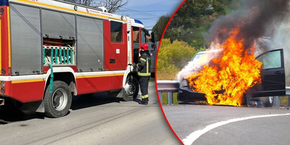 Kolaps na Vidikovcu: Automobil se zapalio na semaforu, saobraćaj usporen (VIDEO)
