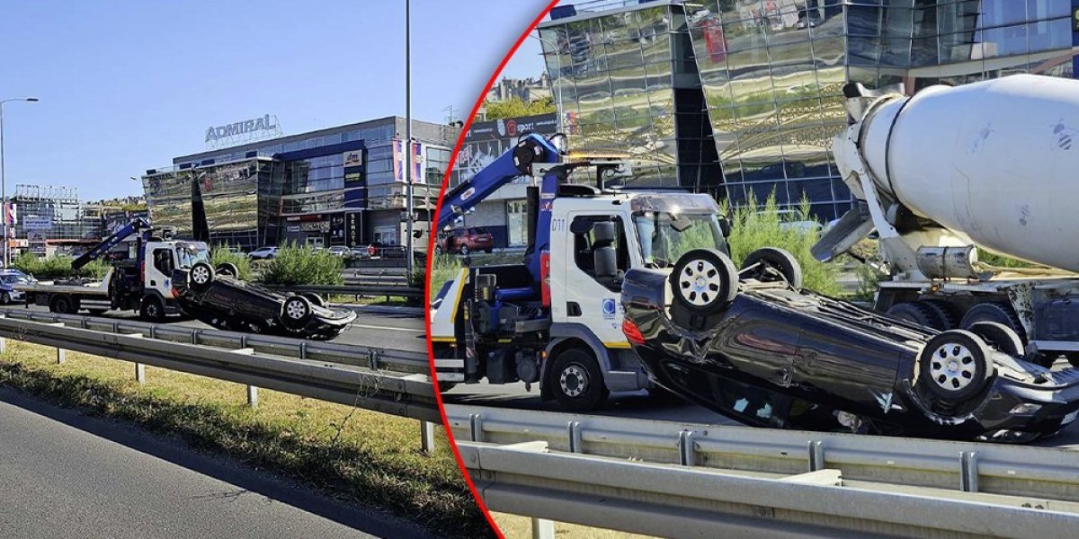 (VIDEO) Težak udes na auto-putu kod Arene! Jedno vozilo prevrnuto na krov, drugo uništeno!