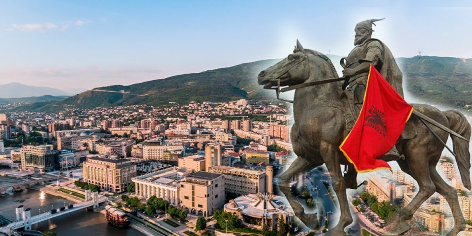 Jeziv transparent i poruka za Srbe osvanuli u Skoplju: Albanci spominju Mitrovicu i "orla sa dve glave"!