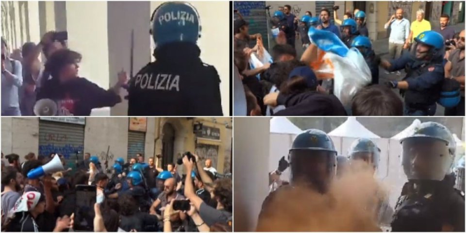 Haos u Italiji! Sukob policije i demonstranata u Torinu, narod besan na Meloni: Ne damo pare za rat! (VIDEO)