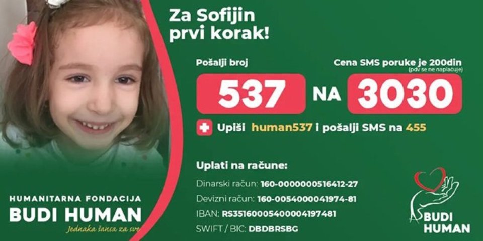 Informer na humanitarnom bazaru: Pomozimo maloj Sofiji da prohoda!