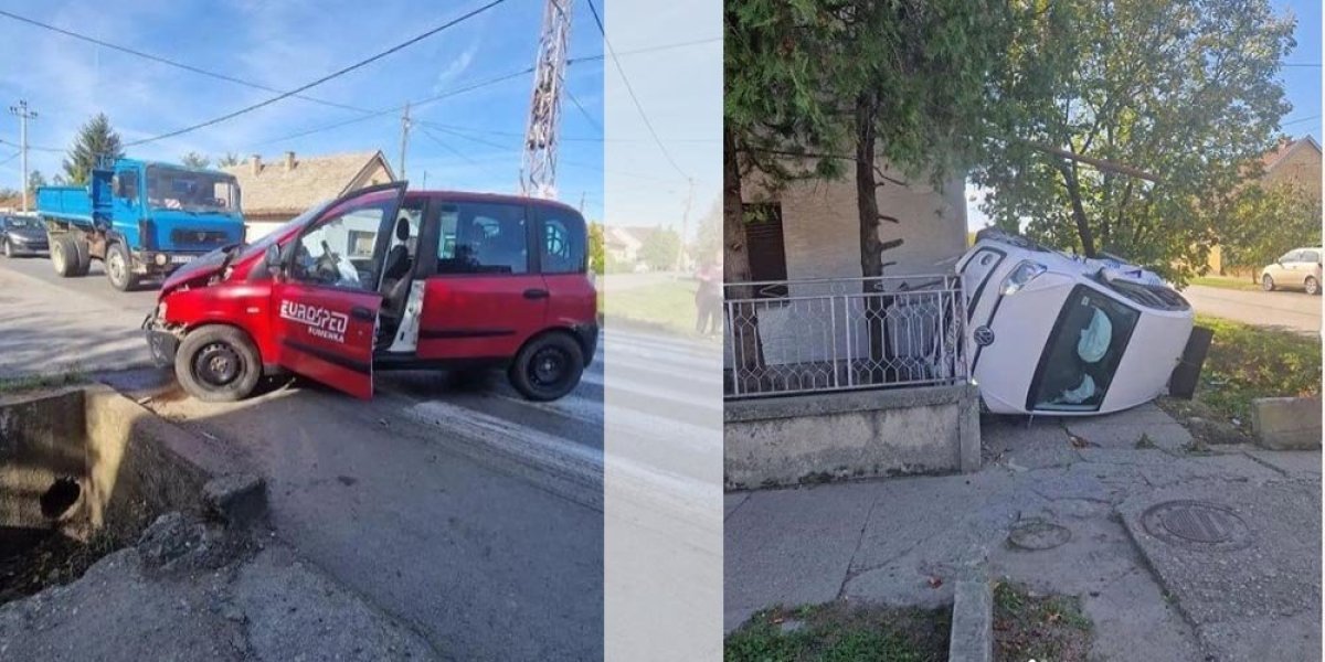 Prevrnut auto usred dvorišta! Jeziva saobraćajna nesreća kod Novog Sada! (FOTO)