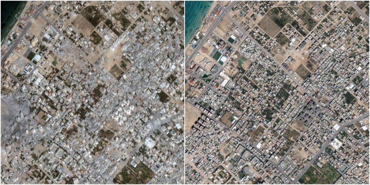 (FOTO) Stravične razmere katastrofe: Objavljeni satelitski snimci pojasa Gaze pre i posle napada izraelske vojske!