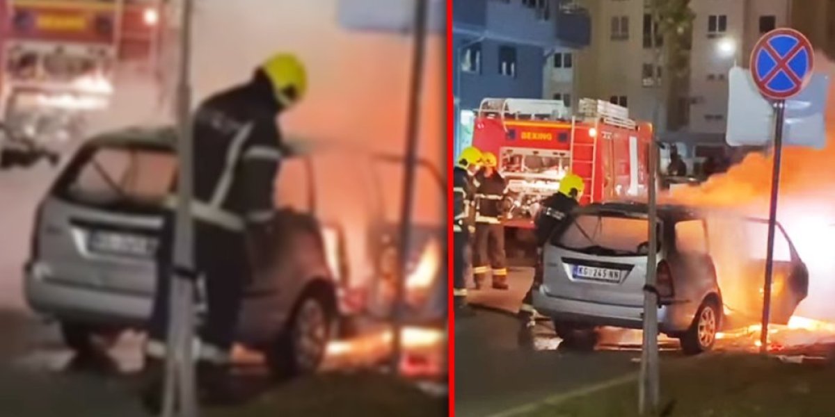 Buktinja progutala vozilo! Gori automobil u Kragujevcu, vatra kulja na sve strane (VIDEO)