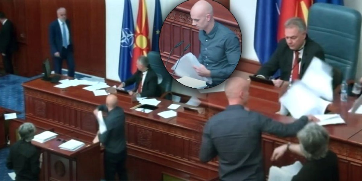 Pobacao dokumenta, pa razvalio kompjuter! Incident u Skupštini u Skoplju - Poslanici napravili haos zbog ovoga! (VIDEO)