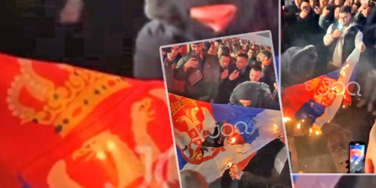 Divljaci nad divljacima! Albanski navijači zapalili srpsku zastavu na trgu u Tirani, pogledajte sraman snimak (VIDEO)
