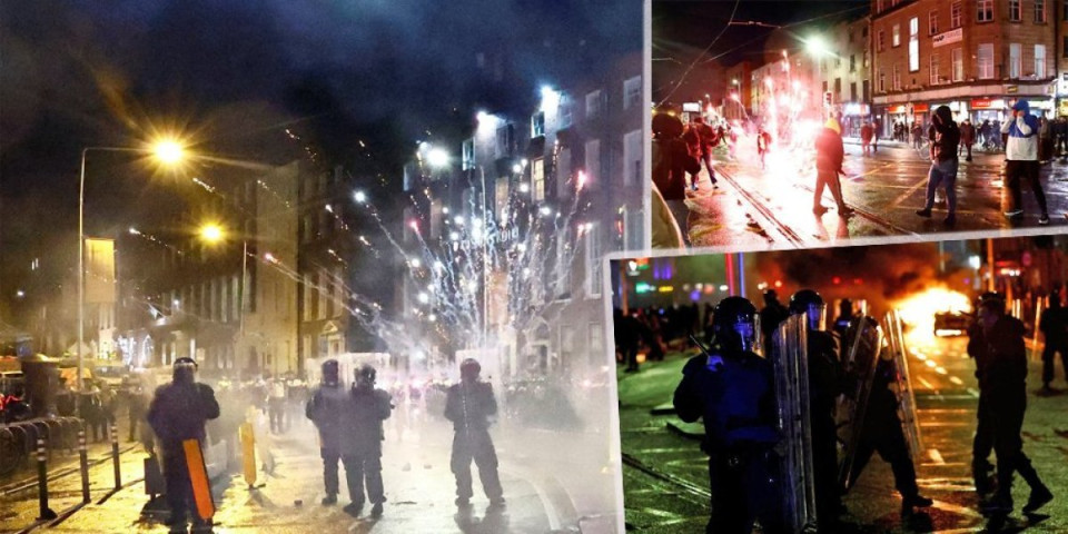 Evropa pred ambisom, haos u Dablinu! Demonstranti napali policiju, goreli automobili, antimigrantske grupe polomile grad (FOTO, VIDEO)