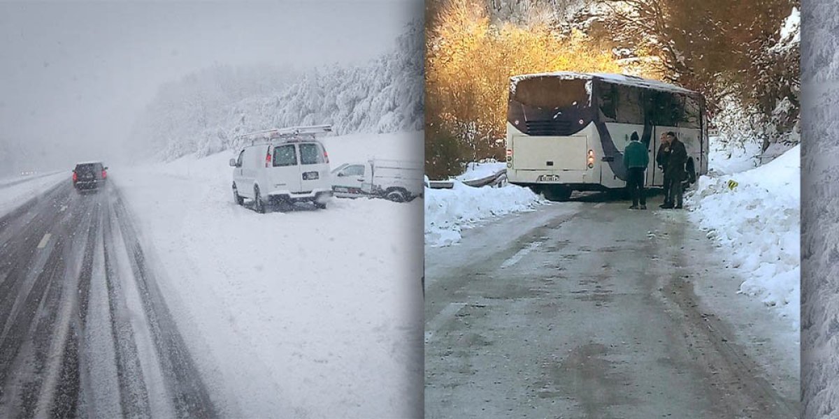 Sneg pravi probleme i u Vranju: Autobus se poprečio i zaustavio saobraćaj u selu Drenovac!
