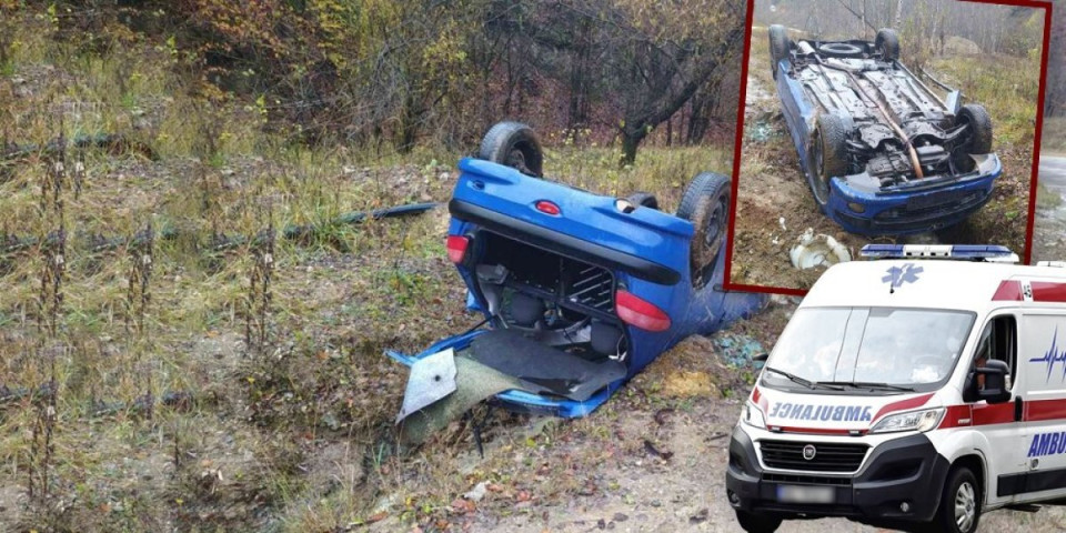 Automobil smrskan završio u kanalu! Teška nesreća kod Kragujevca (VIDEO)