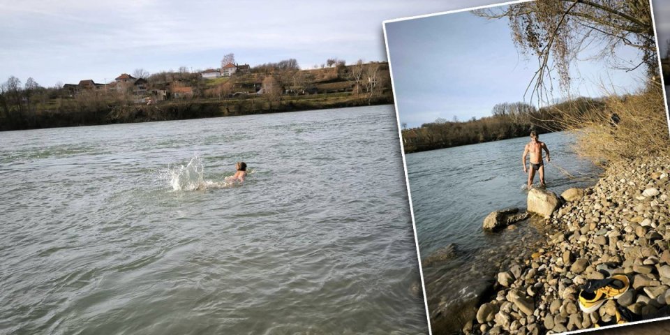 (VIDEO) Čik ako smeš! Januar, a Marko se kupa u Drini!