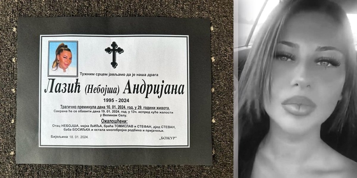 Otac tragično stradale Andrijane objavio umrlicu! Uputio ćerki poslednji pozdrav: "Ti sijaš negde tamo" (FOTO)
